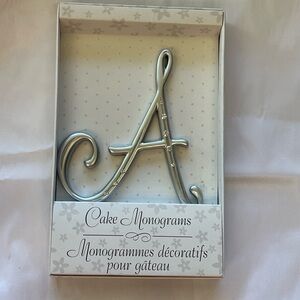 Silver Cake Monogram 'A' With Rhinestones
